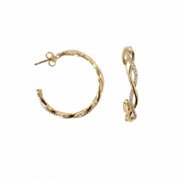 Brinco Argola Dois Fios com Pedras Zircônia Banhado 18