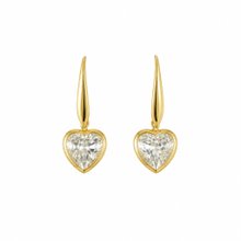 Brinco Grancho Coração Zircônia Folheado 18k