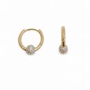 Brinco Argola Bola Zircônias Banho de Ouro 18k