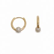 Brinco Argola Bola Zircônias Banho de Ouro 18k