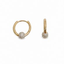 Brinco Argola Bola Zircônias Banho de Ouro 18k