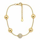Pulseira Bolas Pedras Zircônias Brilhante Folheado 18 