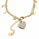 Pulseira Dupla Coração Cristais Zircônias Folheado 18k