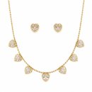 Conjunto Colar Brincos Coração Pedra Zircônia Banhado