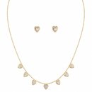 Conjunto Colar Brincos Coração Pedra Zircônia Banhado
