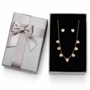 Conjunto Colar Brincos Coração Pedra Zircônia Banhado