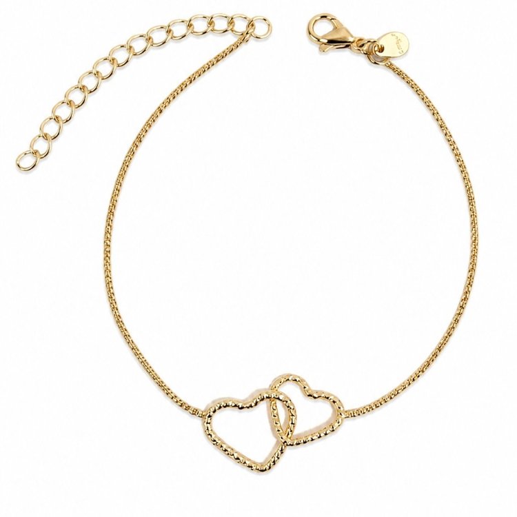 Pulseira Corações Delicada Presente Folheado a Ouro 18