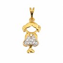 Pingente Menina para Mãe/avó Folheado a Ouro 18k Pedra