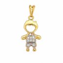 Pingente Menino para Mãe/avó Banho de Ouro Pedras