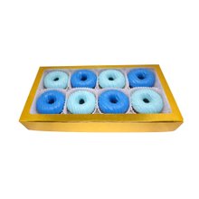 Caixa com 8 Mini Cake Donuts em tons de Azul 
