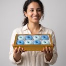 Caixa com 8 Mini Cake Donuts em tons de Azul 