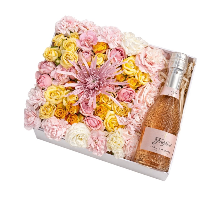 Caixa de Flores e Espumante