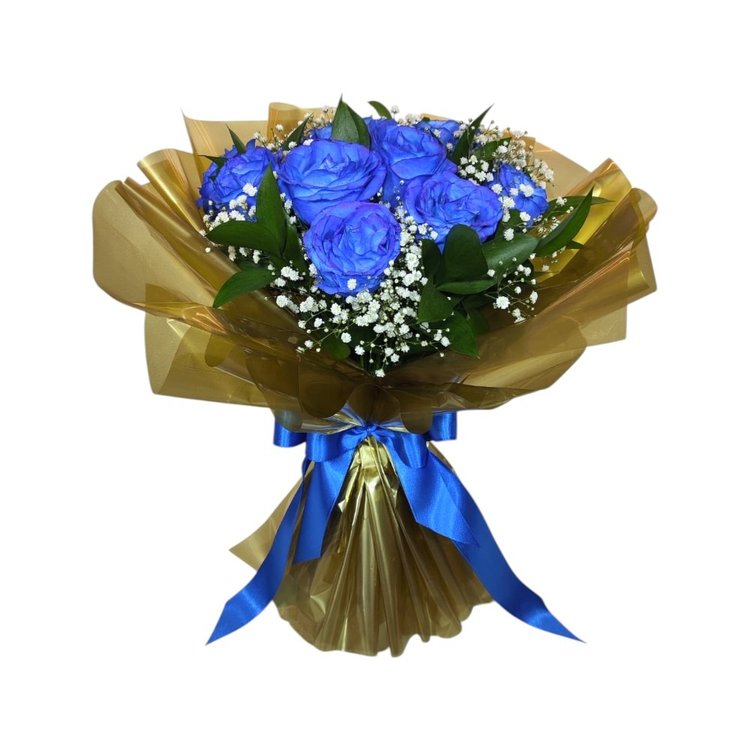 Buquê com 12 Rosas Azuis