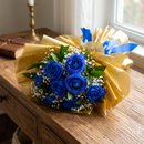 Buquê com 12 Rosas Azuis