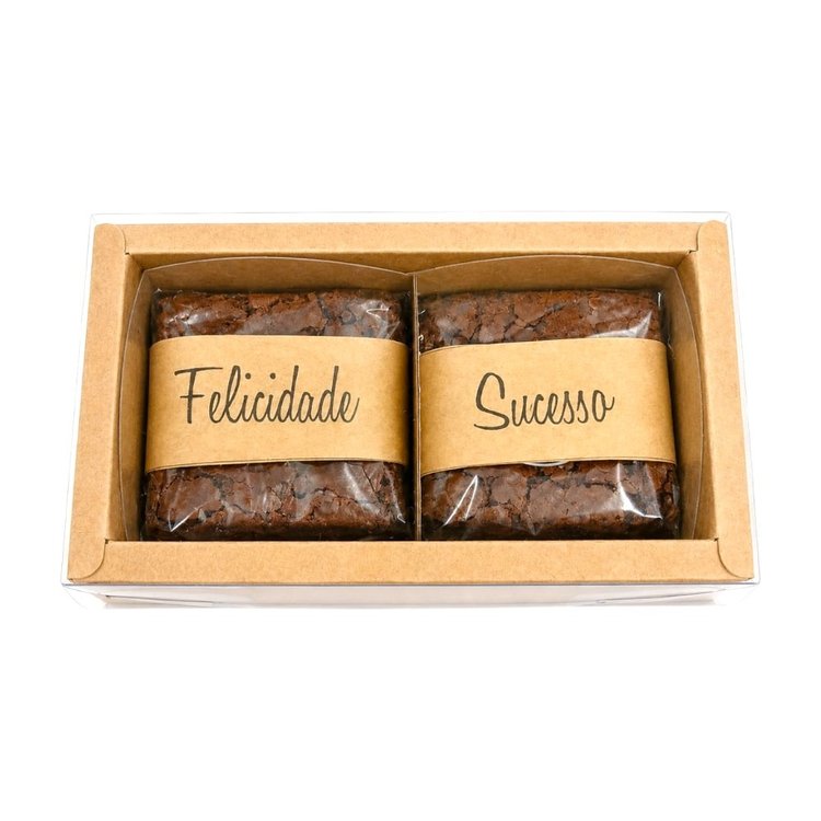Caixa Kraft com Brownies e Mensagens
