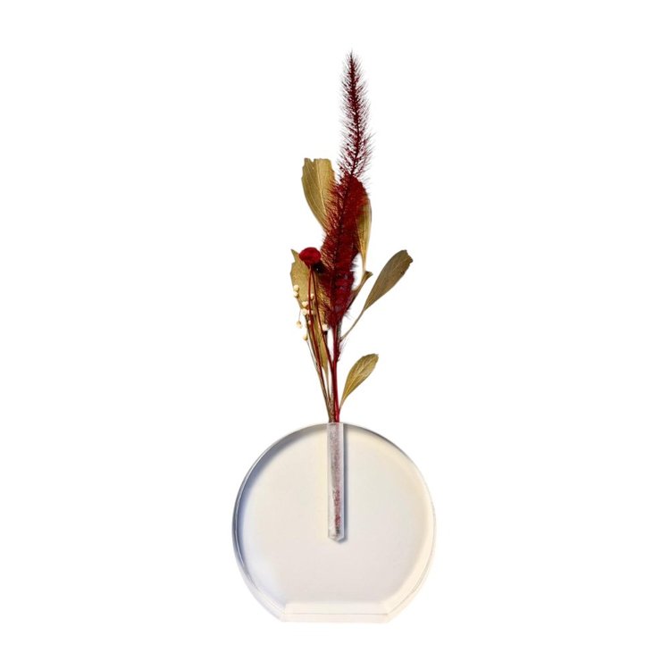 Vaso de Acrílico com Mini Buquê de Flores Secas P