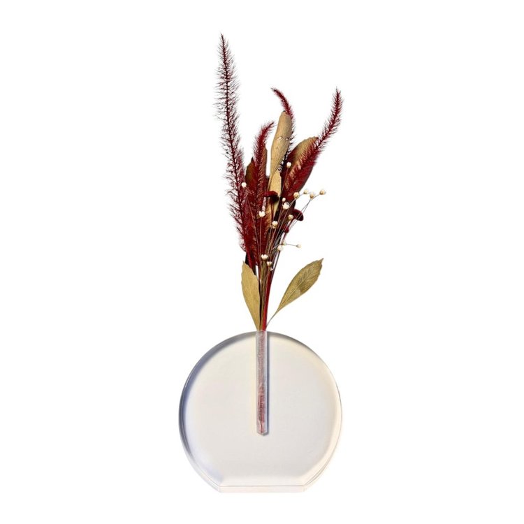 Vaso de Acrílico com Mini Buquê de Flores Secas M