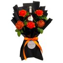 Buquê Com Vinho Mateus e Rosas Laranjas