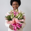 Buquê 6 Rosas Rosas Encanto Rosé 
