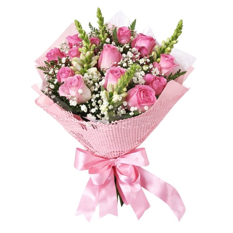 Buquê 12 Rosas Cor de Rosa Primor Rosé