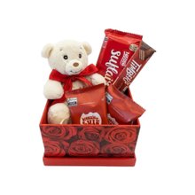 Box Chocolovers Com Urso de Pelúcia E Muito Chocolate