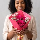 Buquê 3 Rosas Amor em Rosa