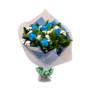 Buquê Amor Classico Com 6 Rosas Azuis
