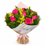 Buquê Amor Classico Com 6 Rosas Pink