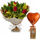Buquê Com 6 Rosas Vermelhas  Ferrero & Balão