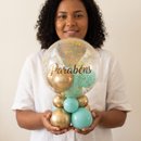Balão de Parabéns Dourado e Verde Água