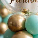 Balão de Parabéns Dourado e Verde Água