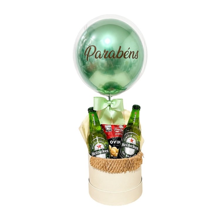 Kit Box Personalizado com Cerveja, Amendoim e Balão