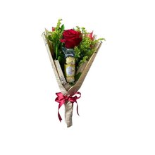 Mini Buquê Rosa Vermelha e  Ferrero Rocher 