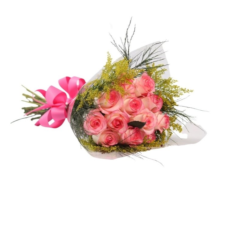 Buquê de 12 Rosas Cor de Rosas