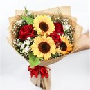 Buquê com 3 Rosas Vermelhas e 3 Girassóis