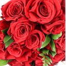 Buquê de 20 Rosas Vermelhas e Folhagens 