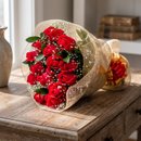 Buquê de 15 Rosas Vermelhas na Tela