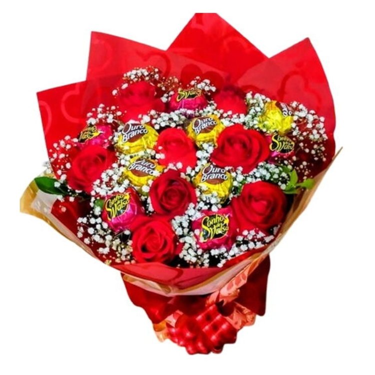 Buquê Rosas e Bombons