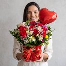 Arranjo com 9 rosas no cachepô