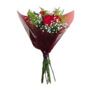 Buque 6 rosas e gypsophila