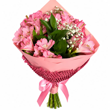 buque de astromelias cor de rosa