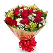 Buquê 12 Rosas Vermelha Tradicional