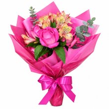BUQUÊ 5 ROSAS  COR DE ROSA