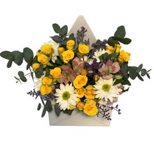 Caixa Carta Mini Rosa Amarela e Margarida 