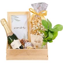 Cesta com espumante & quadrinho AMOR