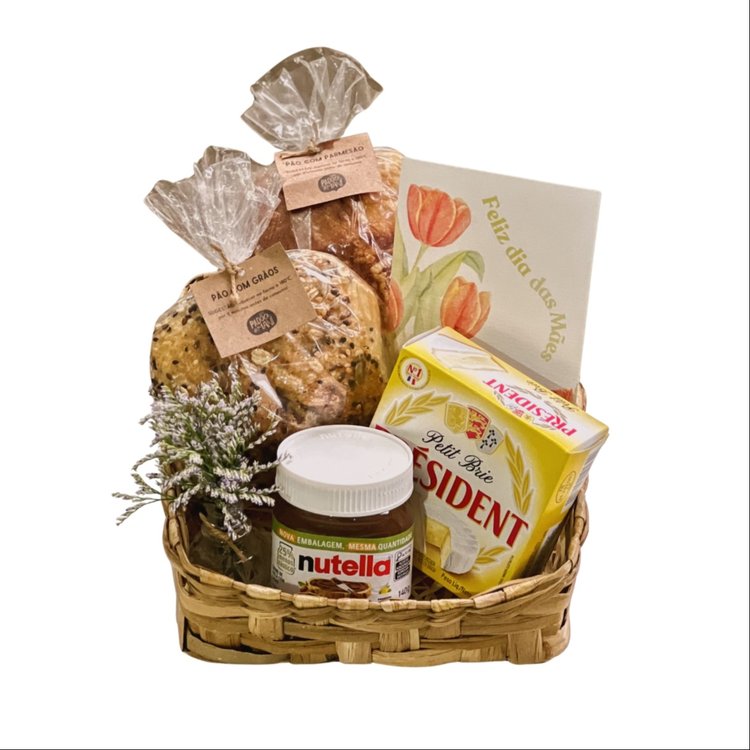 Cesta Café da Manhã com Pães Fresquinhos Dia das Mães