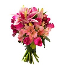 Buquê Lírio Rosa com Rosas 