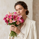 Buquê Lírio Rosa com Rosas 