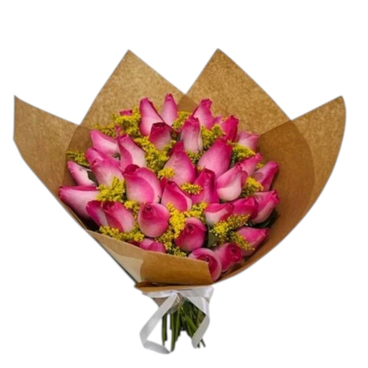Mega Buquê 50 Rosas Cor de Rosas com Tango
