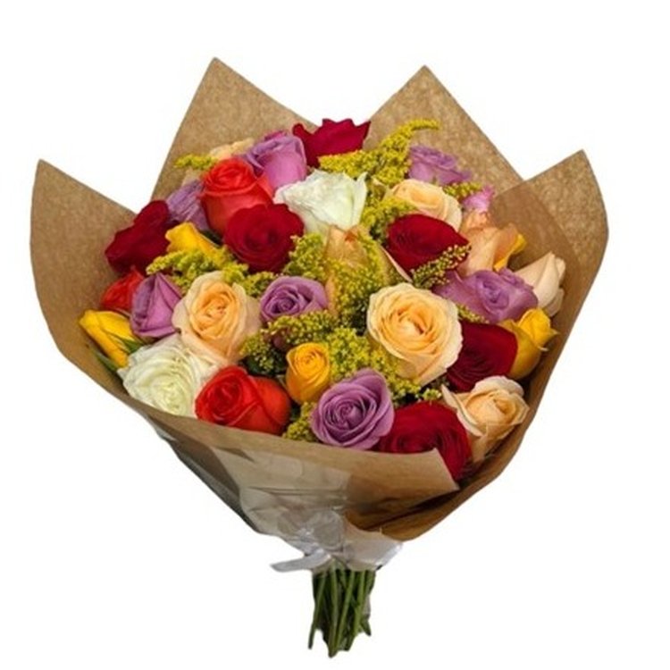 Mega Buquê de 50 Rosas Coloridas com Tango
